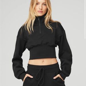 Alo Yoga Vixen Fleece 1/4 Zip Sweatshirt Black XS